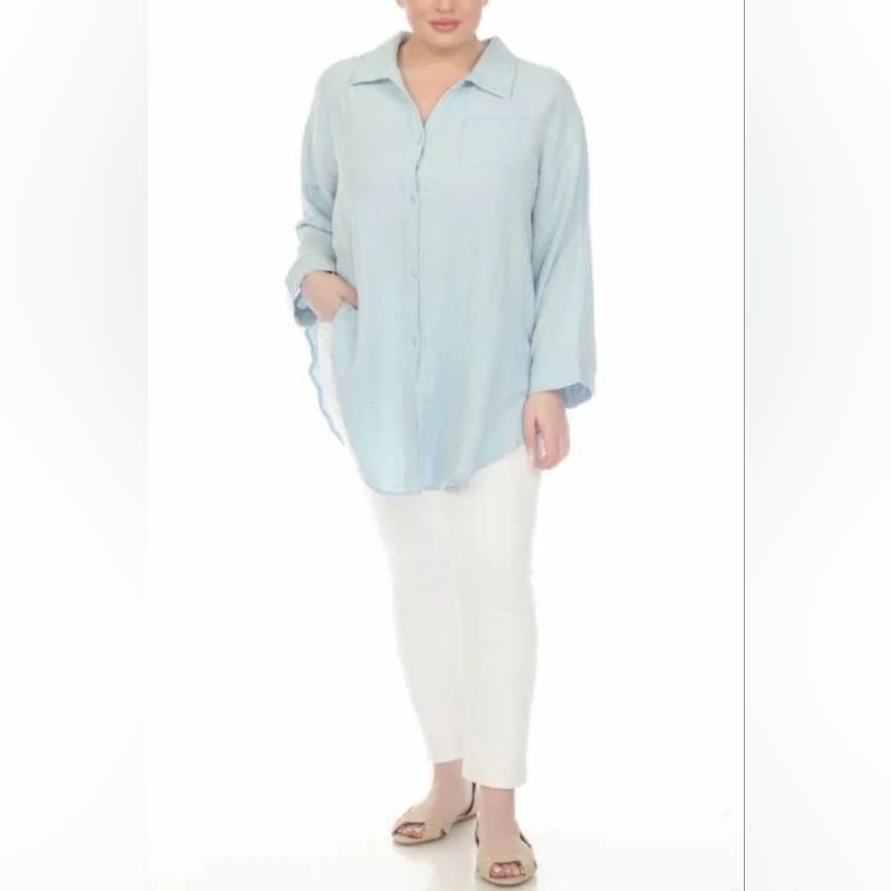 Boho Me Women's S Oversized Gauze Button Up Shirt Lagen Preppy Boho
